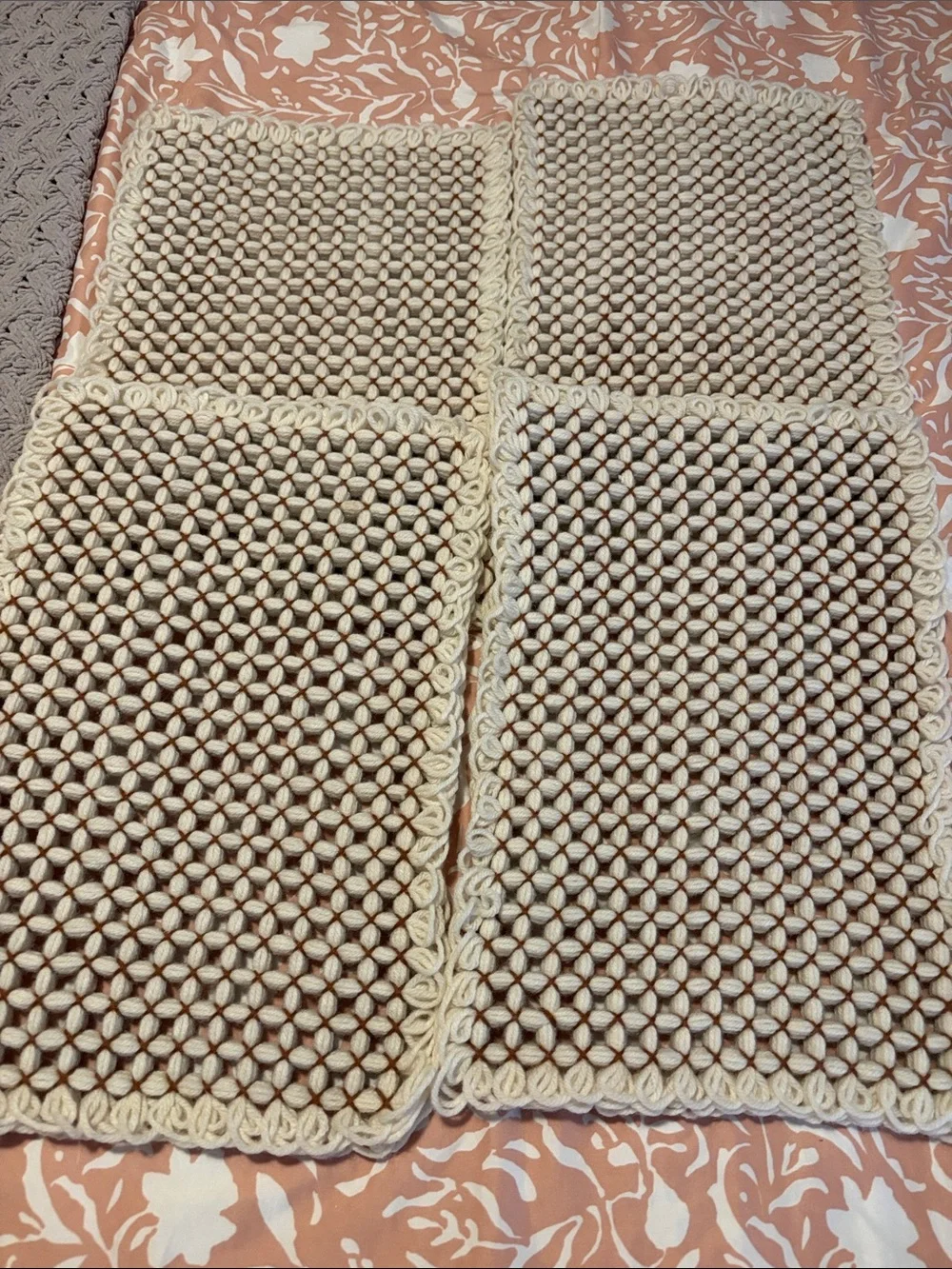 Handcrafted Cream Macramé Placemats - Set of 4